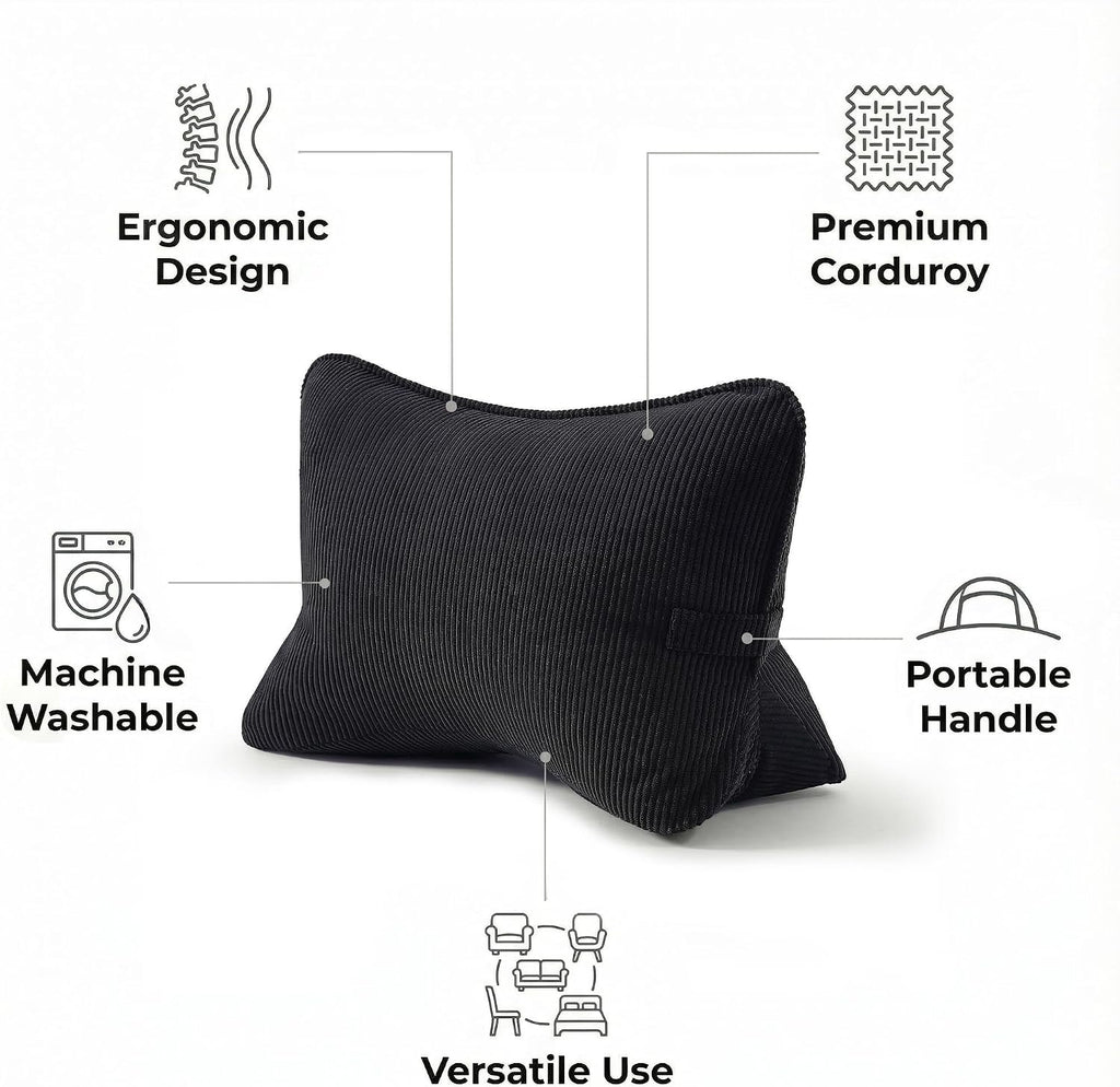 Ailuteie Pat. Pend. Corduroy Lumbar Support Pillow for Sitting, Triangle Cushion for Sofa, Couch or Bed, Reading Pillow for Gaming, Watchin…