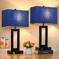 Tobusa Set of 2 Touch Control Table Lamps with 2 USB Ports&AC Outlet, 3-Way Dimmable Modern Nightstand Lamp Sets, Bedside Desk Lamps for Be…