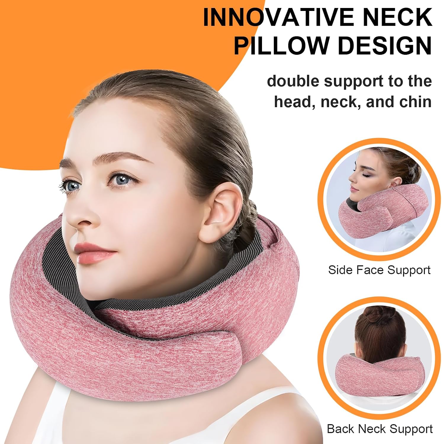 Vzpeun Travel Pillow - Hooded Neck Pillow Airplane Memory Foam Filling for Plane, Cars Sleeping, Road Trip, Long Flights, Portable Plane Ac…