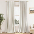 Guken Cream 100% Blackout Curtains 144 Inch Length 2 Panels Set for Living Room Bedroom Back Tab Thermal Insulated Black Out Linen Drapes R…