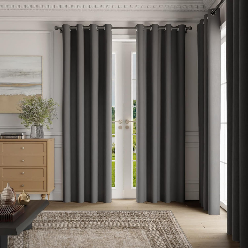 Nicetown Room Darkening Draperies Curtains Panels, 2 Panels Grey W52 x L84 Grey