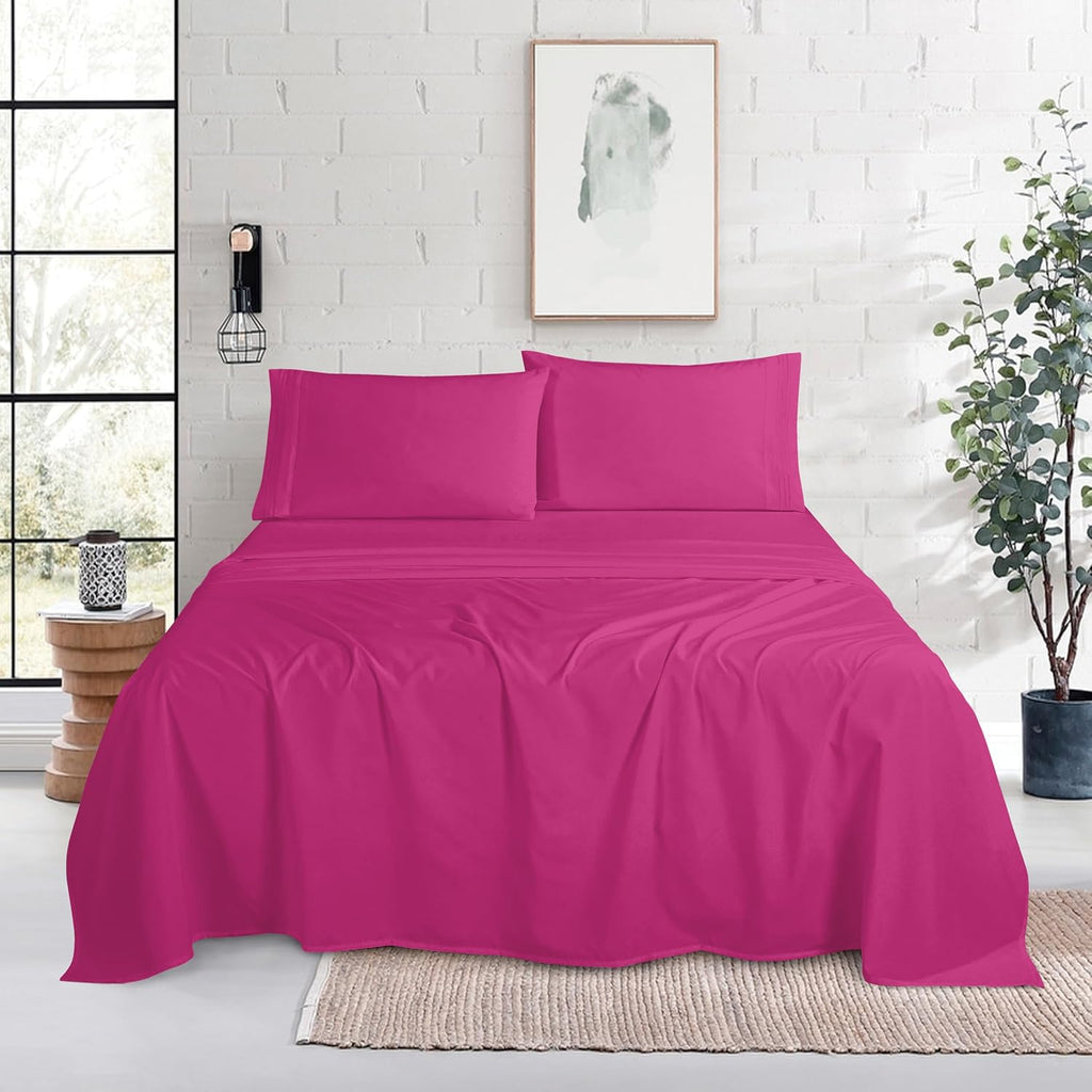 MocassiLuxuryBedding Mocassi Twin Size 4-Piece Bed Sheet Set - 1800 Hotel Quality Microfiber 18-24 Inches Extra Deep Pocket Fitted Sheet- L…