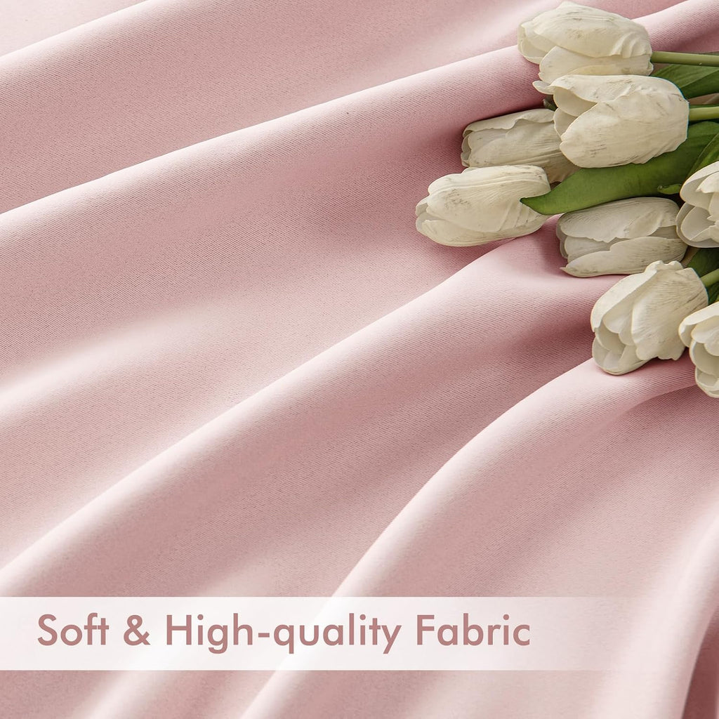 Miulee Baby Pink Back Tab Blackout Curtains 84 Inch Length 2 Panels Set for Living Room Bedroom Privacy, Rod Pocket/Pinch Pleated Thermal I…
