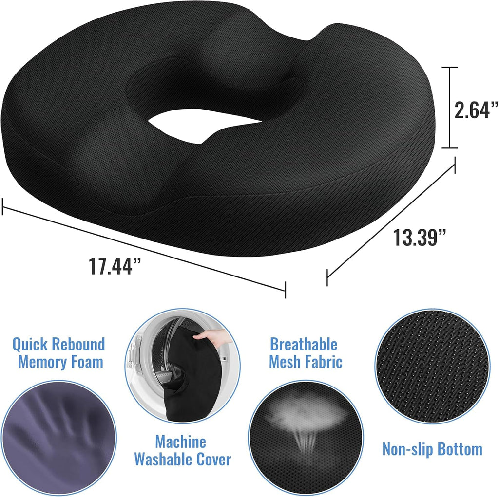 CloudBliss Donut Pillow Seat Cushion Chair Pad for Tailbone and Hemorrhoids, Memory Foam Seat Chair Cushion for Postpartum Pregnancy, Seat…
