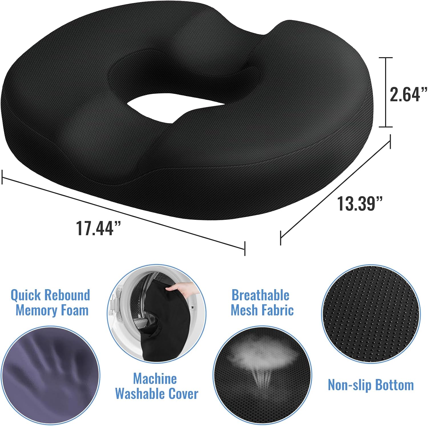 CloudBliss Donut Pillow Seat Cushion Chair Pad for Tailbone and Hemorrhoids, Memory Foam Seat Chair Cushion for Postpartum Pregnancy, Seat…