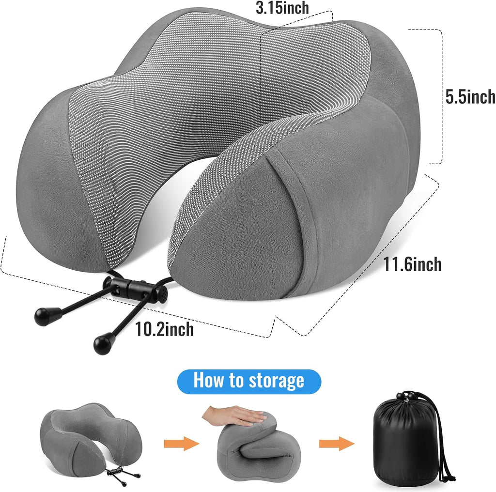 CloudBliss Travel Pillow Premium Memory Foam, Comfortable & Supportive Neck Pillow, Sleeping Neck Pillows for Travel, Airplane Pillow for…