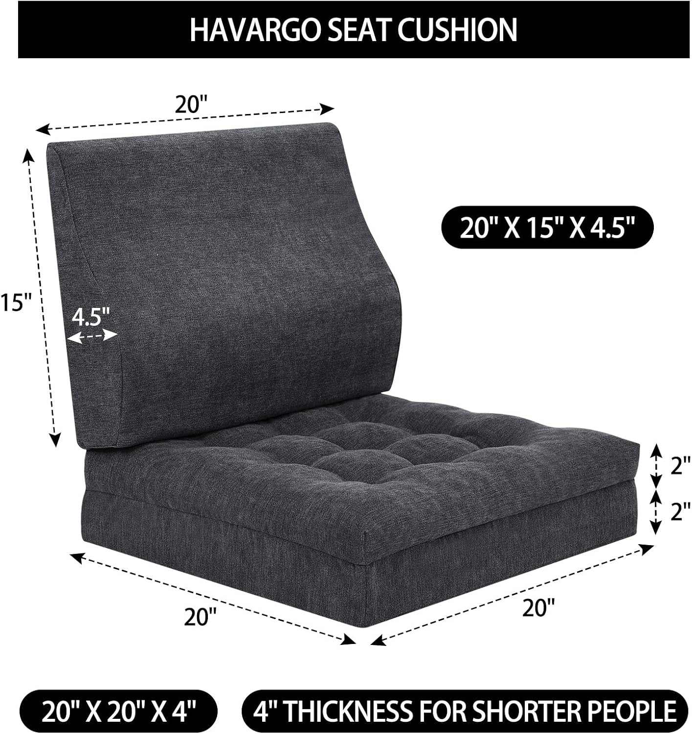 Recliner Cushions for Elderly with Lumbar Support, Patent Design 20x20x4 Inch Thick Chair Cushion Soft Tufted Dual Layer Booster Seat…