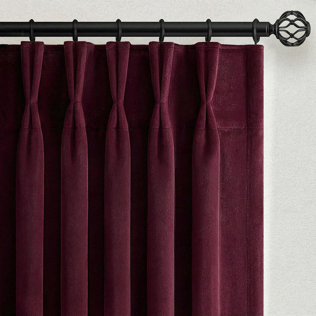 Drapenova 108 Inches Long Purple Velvet Curtains for Living Room Large Window Luxurious Vintage Room Darkening Pinch Pleated Curtain…