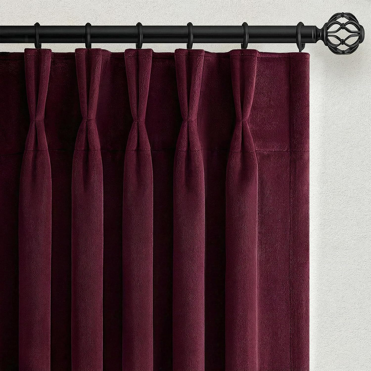 Drapenova 108 Inches Long Purple Velvet Curtains for Living Room Large Window Luxurious Vintage Room Darkening Pinch Pleated Curtain…