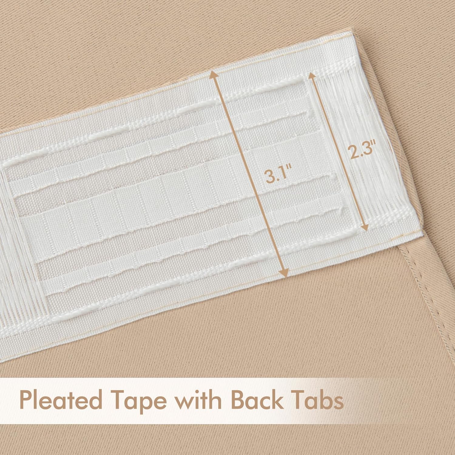 Miulee Beige Back Tab Blackout Curtains 72 Inch Length 2 Panels Set for Living Room Bedroom Privacy, Rod Pocket/Pinch Pleat Thermal Insulat…