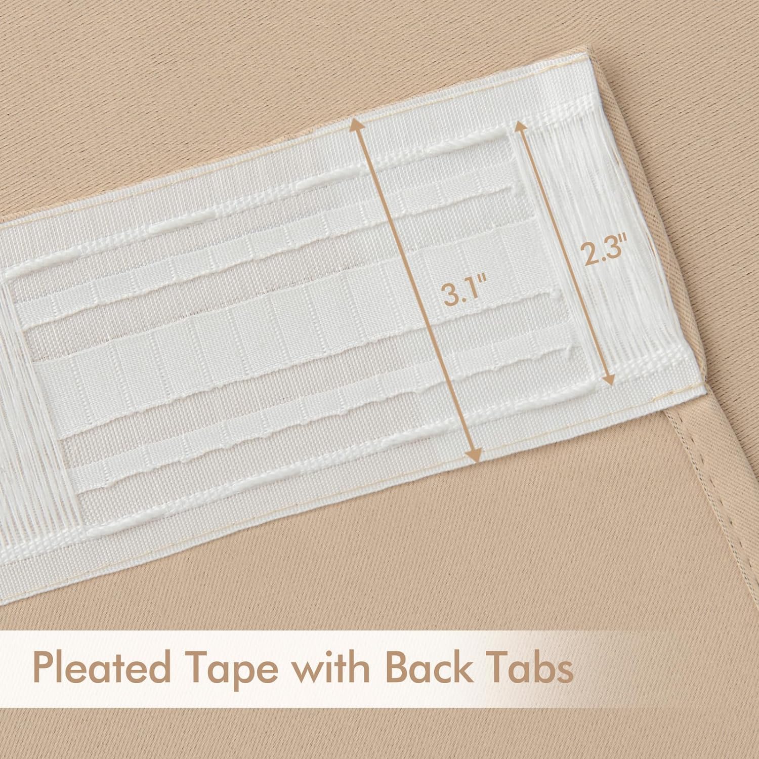 Miulee Beige Back Tab Blackout Curtains 54 Inches Long 2 Panels Set for Living Room Bedroom Privacy, Rod Pocket/Pinch Pleat Thermal Insulat…