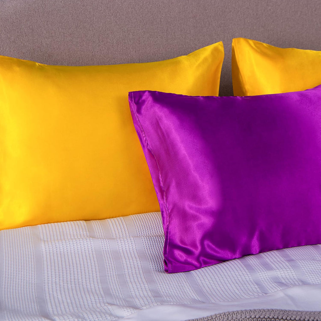 Ntbay 12 Pack Satin Standard Pillowcases for Hair and Skin, Luxurious and Silky Pillow Cases with Envelope Closure, 20 x 26 Inches, Purple…
