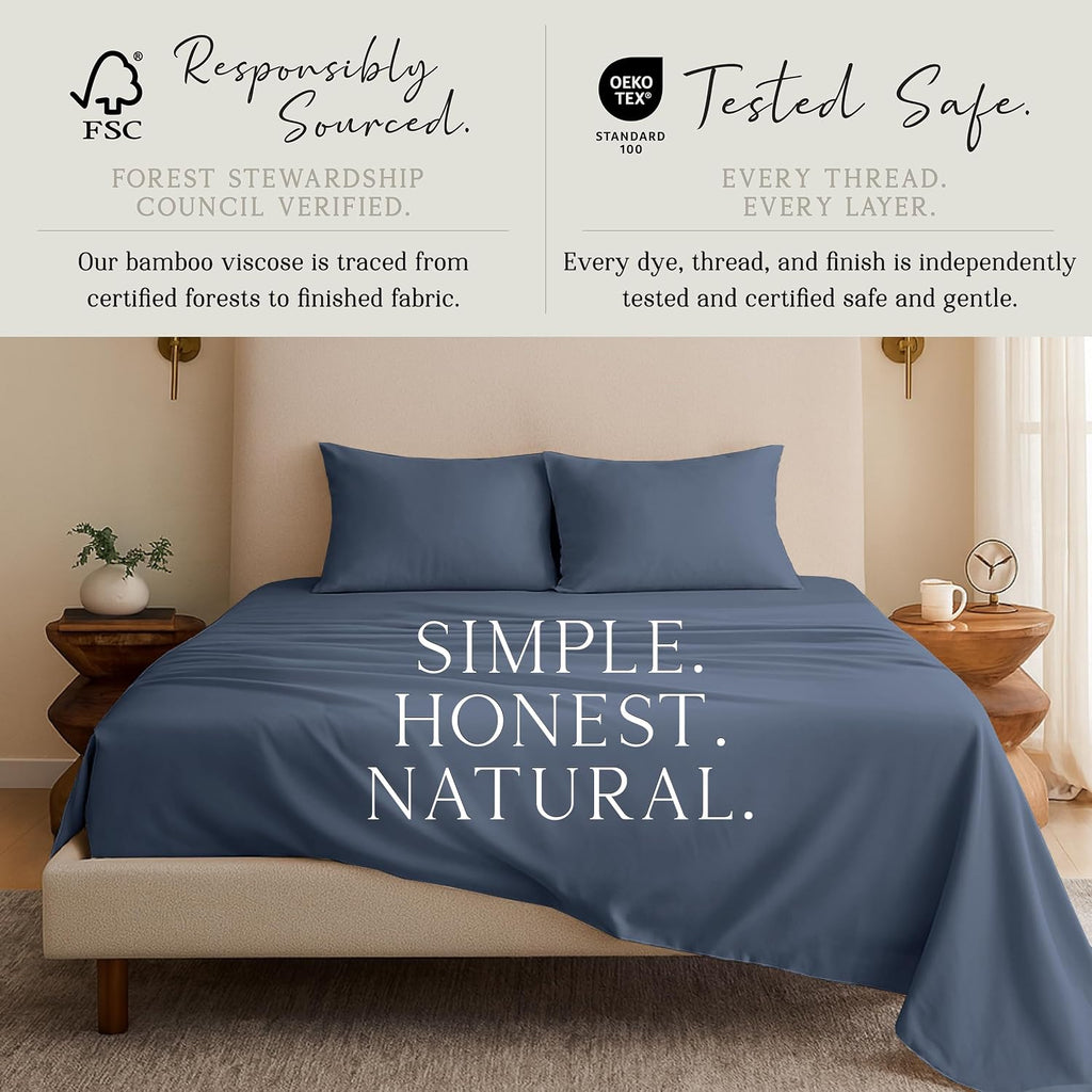 KARISSA MAE 6 Piece Pure Viscose from Bamboo Queen Size Sheet Set | 100% FSC Certified | Luxuriously Soft | Cooling | 18" Deep Pocket…