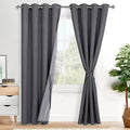 Xwzo 100% Blackout Curtains 84 Inches Long with Tiebacks- Heat and Full Light Blocking, Thermal Insulated Window Panels with Grommets for B…