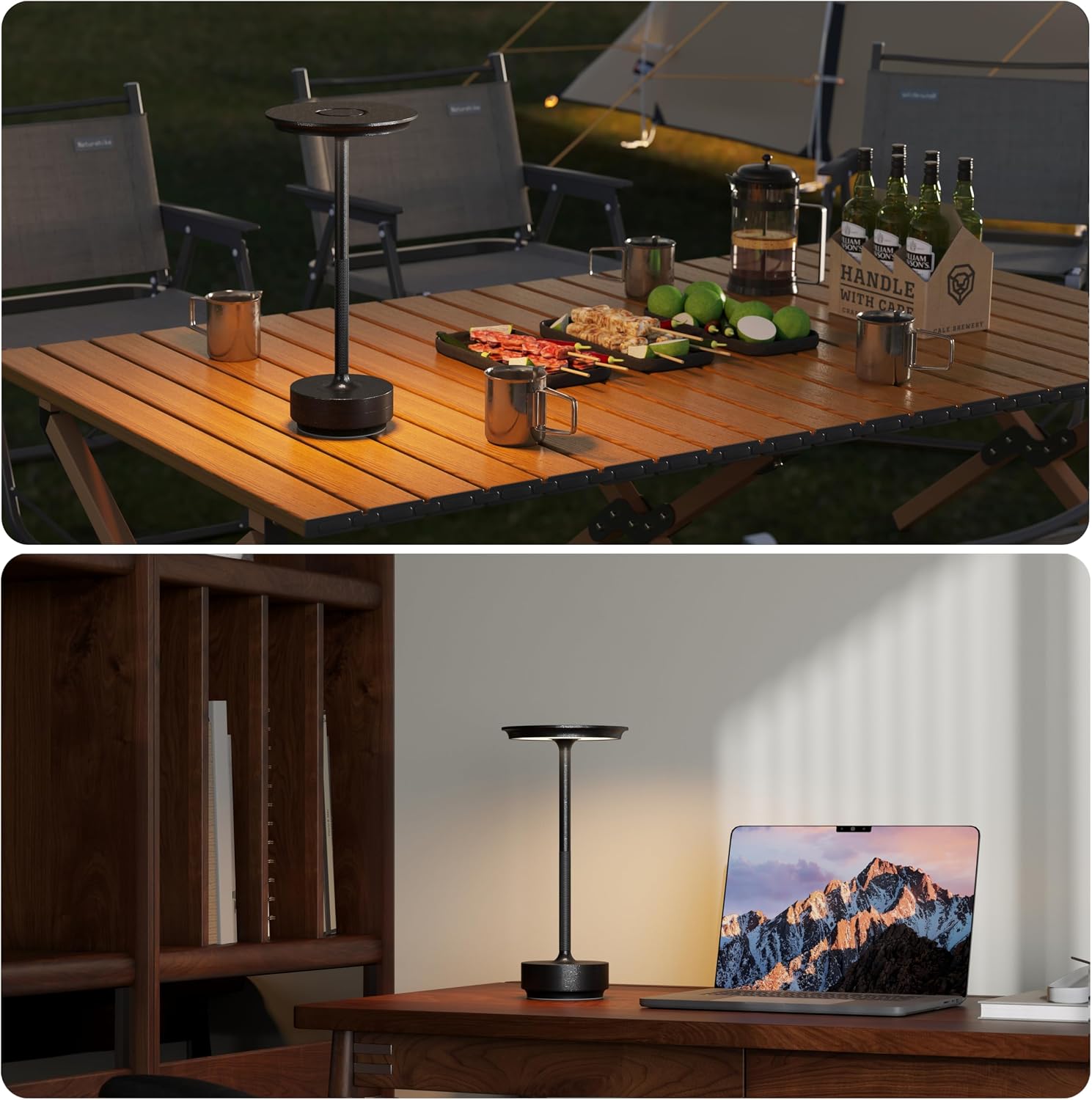 TBBGA 2 Pack Rechargeable Table Lamps Cordless, Portable 5000mAh Outdoor Table Light, 3 Color Stepless Dimming LED Table Lamp with Memory…