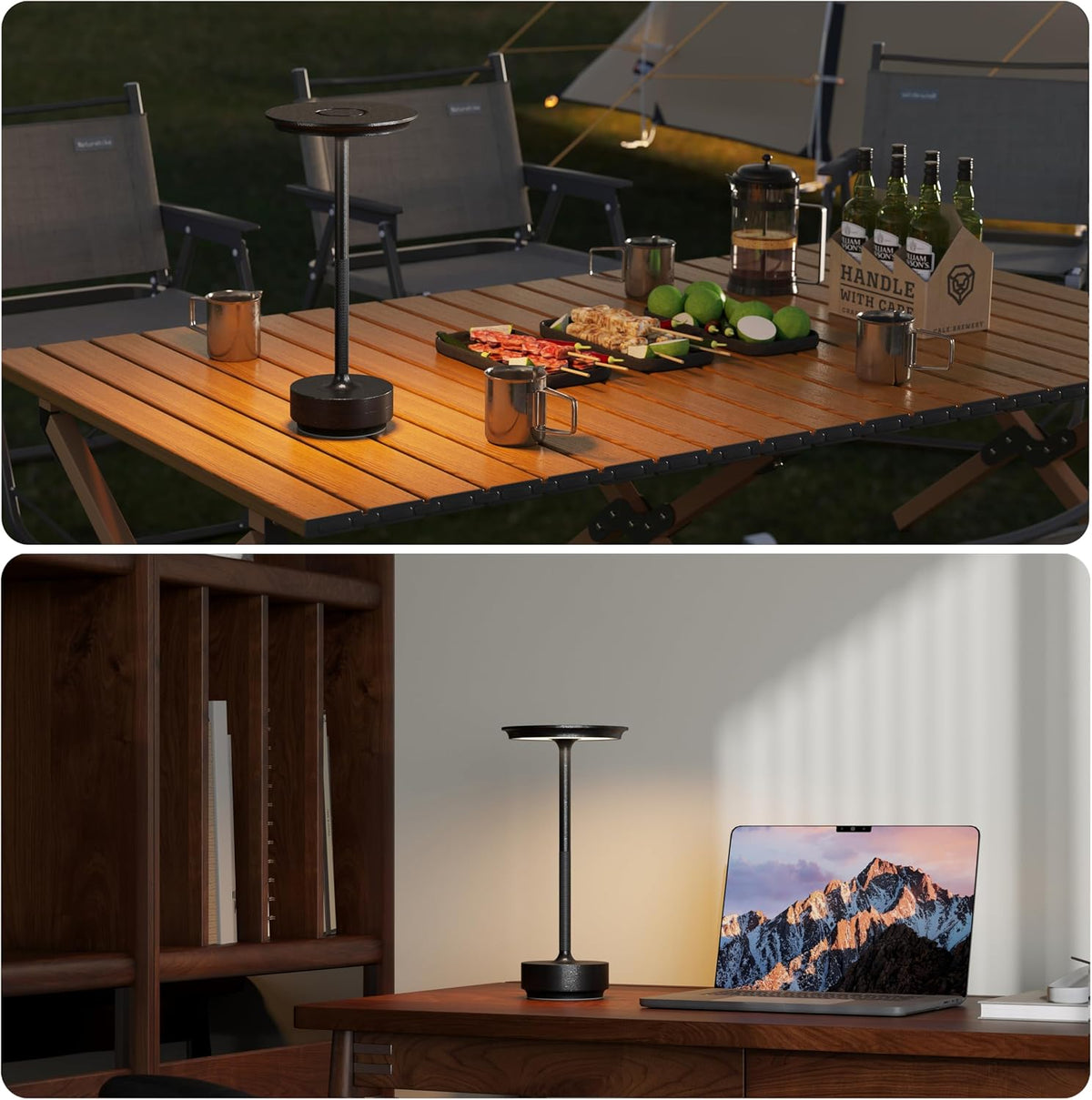 TBBGA 1 Pack Rechargeable Table Lamps Cordless, Portable 5000mAh Outdoor Table Light, 3 Color Stepless Dimming LED Table Lamp with Memory…