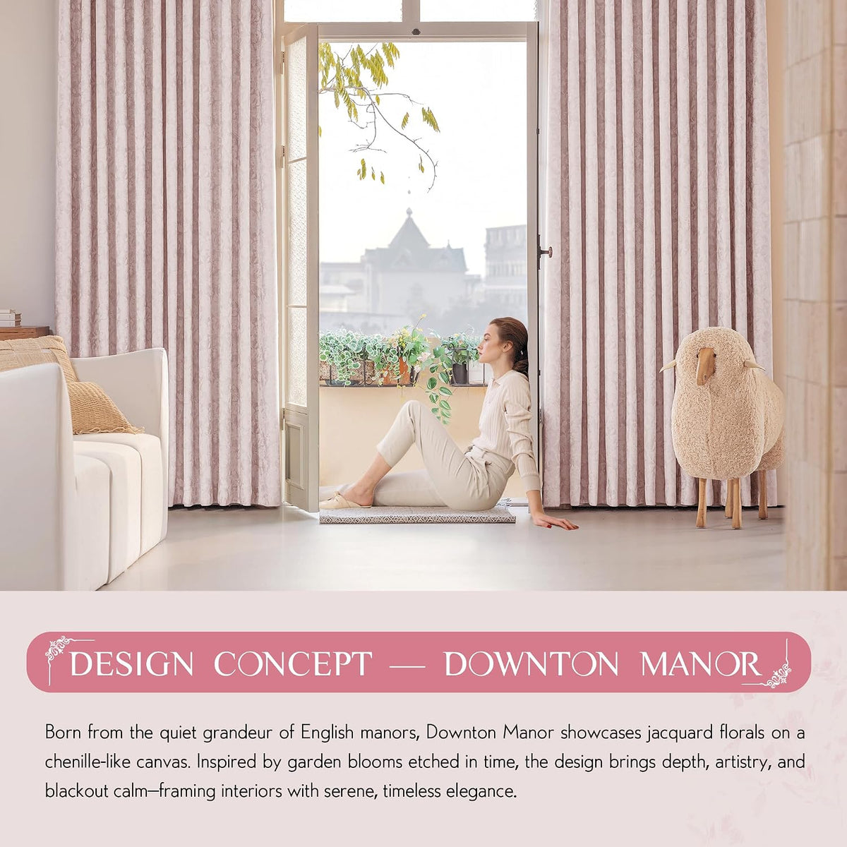Beauoop Pink Floral Jacquard Blackout Curtains 63 Inches Long 2 Panels for Girls Bedroom Living Room Chenille Flower Room Darkening…