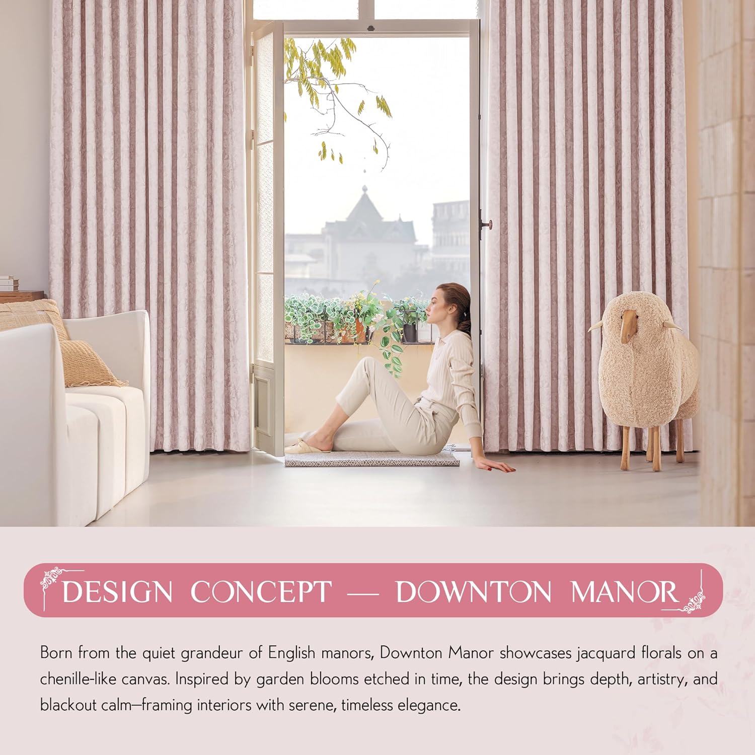 Beauoop Pink Floral Jacquard Blackout Curtains 108 Inches Long 2 Panels for Bedroom Living Room Chenille Flower Room Darkening Thermal…