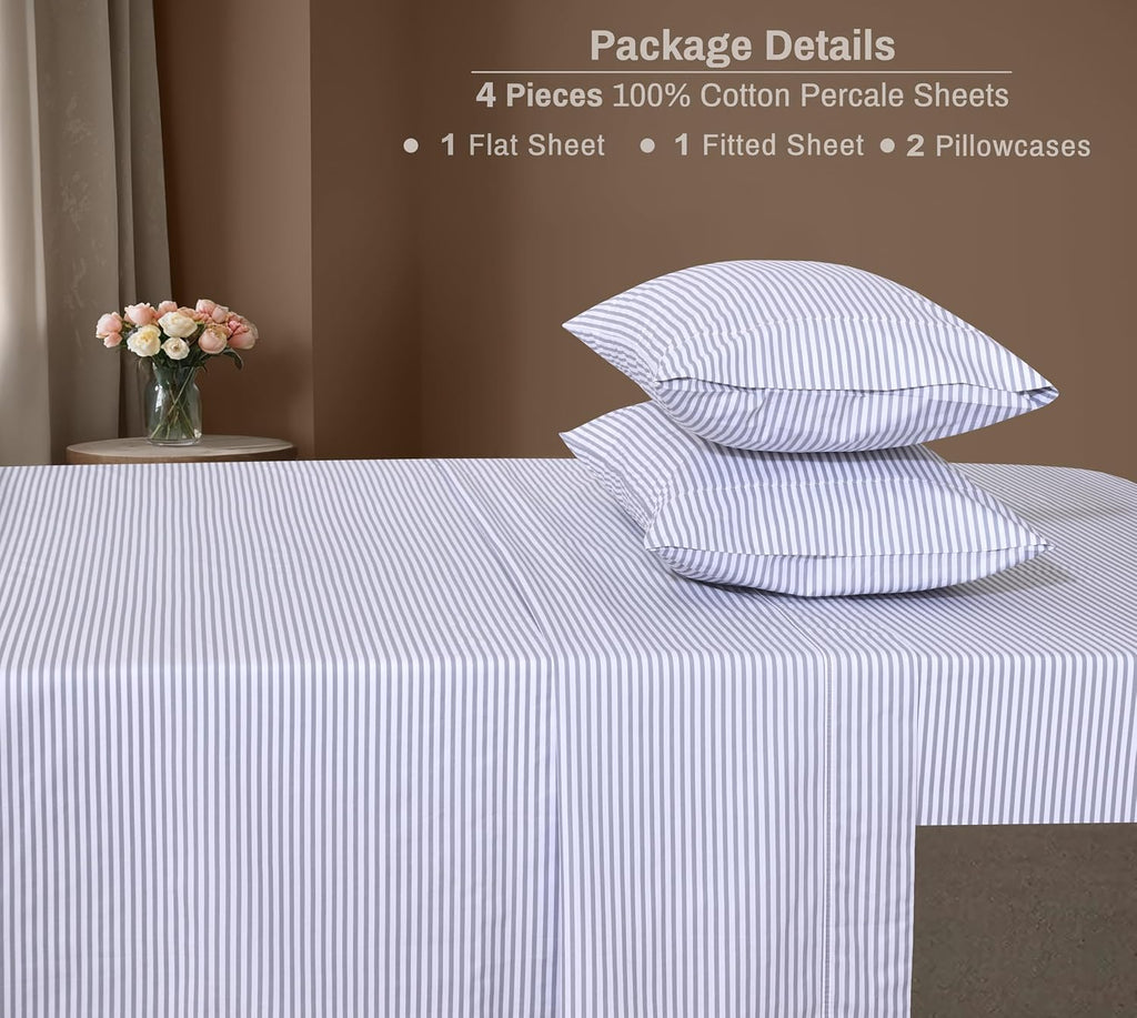 Zoyer 100% Cotton Sheets – California King Percale Bedding, Cooling & Breathable, Durable with a Crisp, Soft & Comfortable Feel, 14" Deep P…