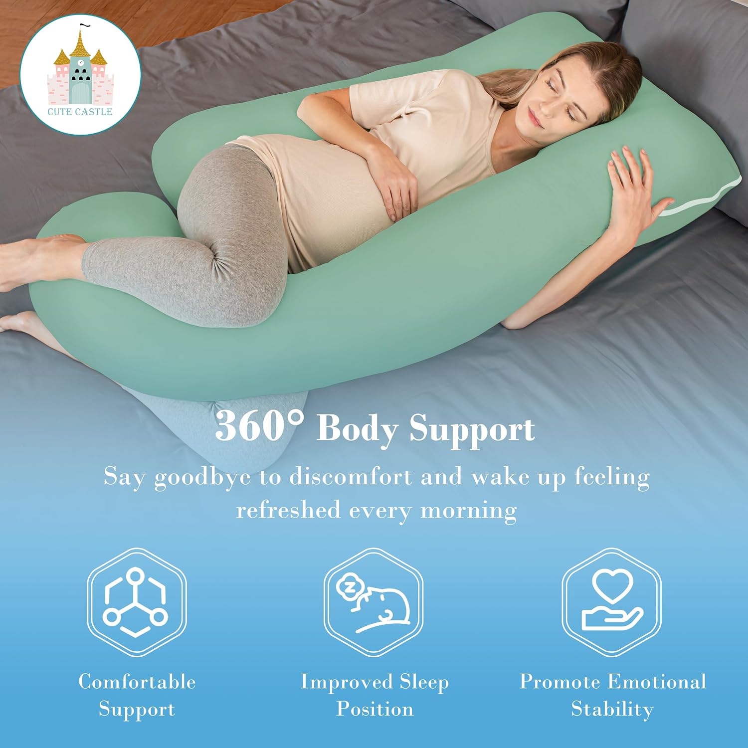Cute Castle Cooling Cover Pregnancy Pillows, Soft U-Shape Maternity Pillow with Removable Cover - Full Body Pillows for Adults Sleeping…