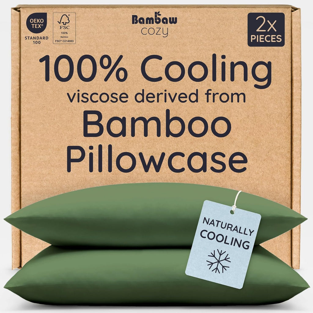 Bambaw 100% Viscose Derived from Bamboo Pillowcase King Size – Set of 2 Cooling Pillow Cases King with Envelope Closure, Breathable & Super…