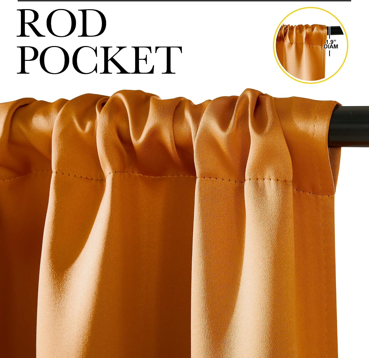 NICETOWN Room Darkening Cafe Satin Curtains for Small Windows, 42" Wide by 63" Long, 2 Panels, Orange, Rod Pocket Privacy Faux Silk…