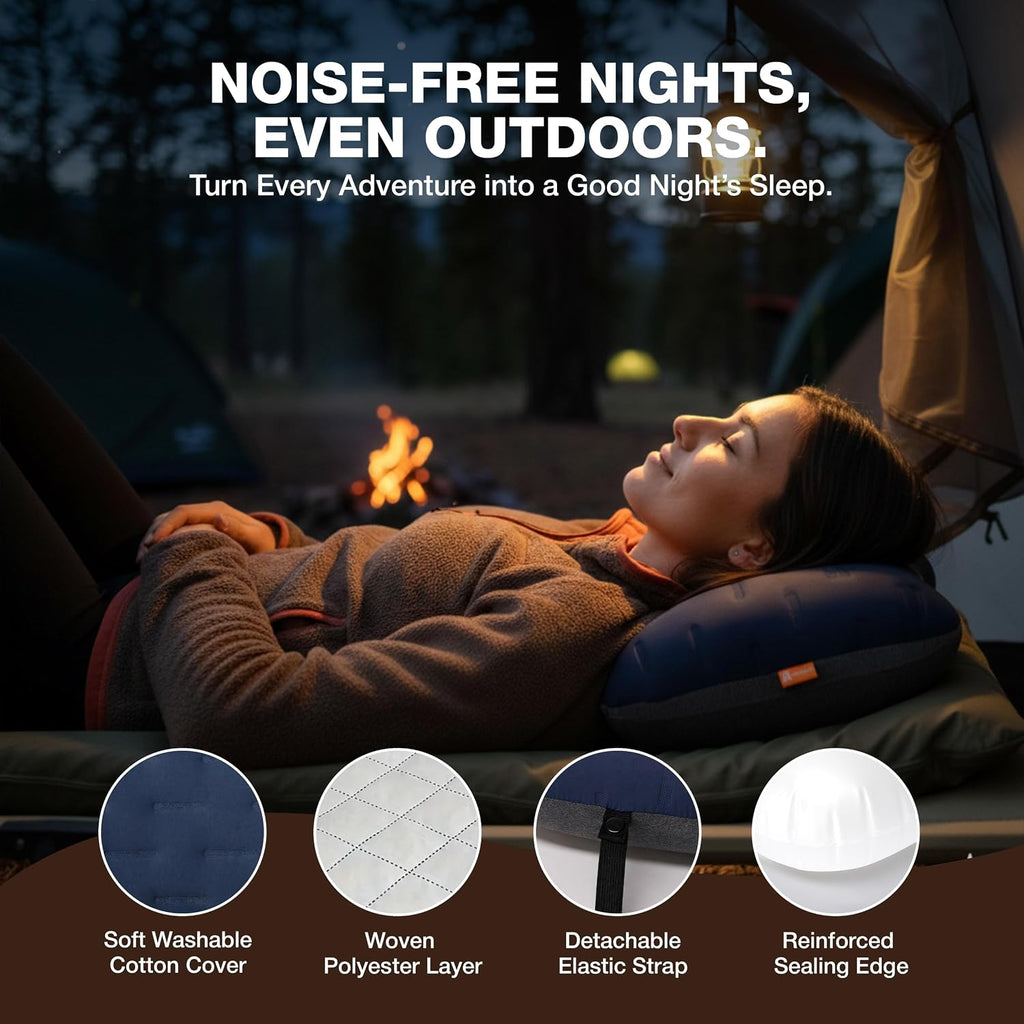 Inflatable Camping Pillow - Ultralight Compact Air Pillow for Travel, Backpacking & Hiking - Ergonomic Neck & Lumbar Support - Portable…