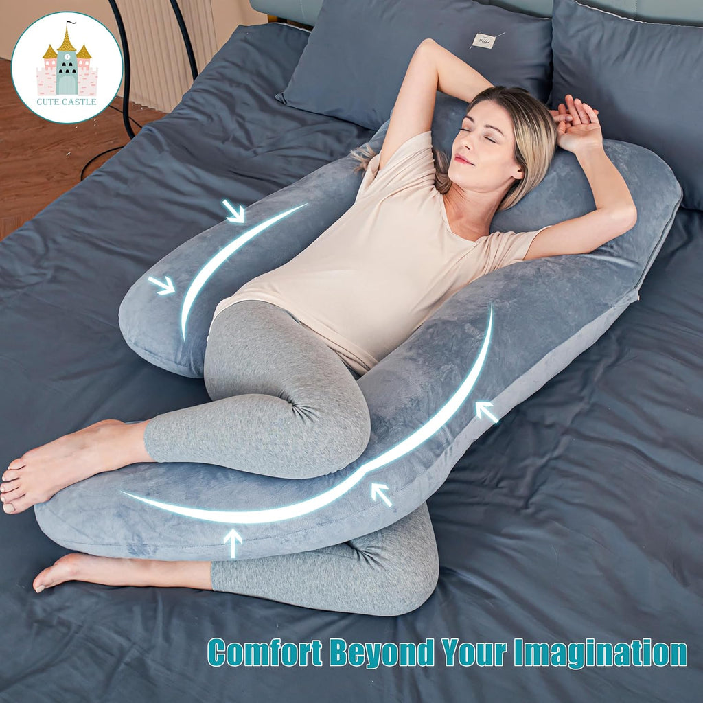 Cute Castle Pregnancy Pillows, Soft U-Shape Maternity Pillow with Removable Cover - Full Body Pillows for Adults Sleeping - Pregnancy…