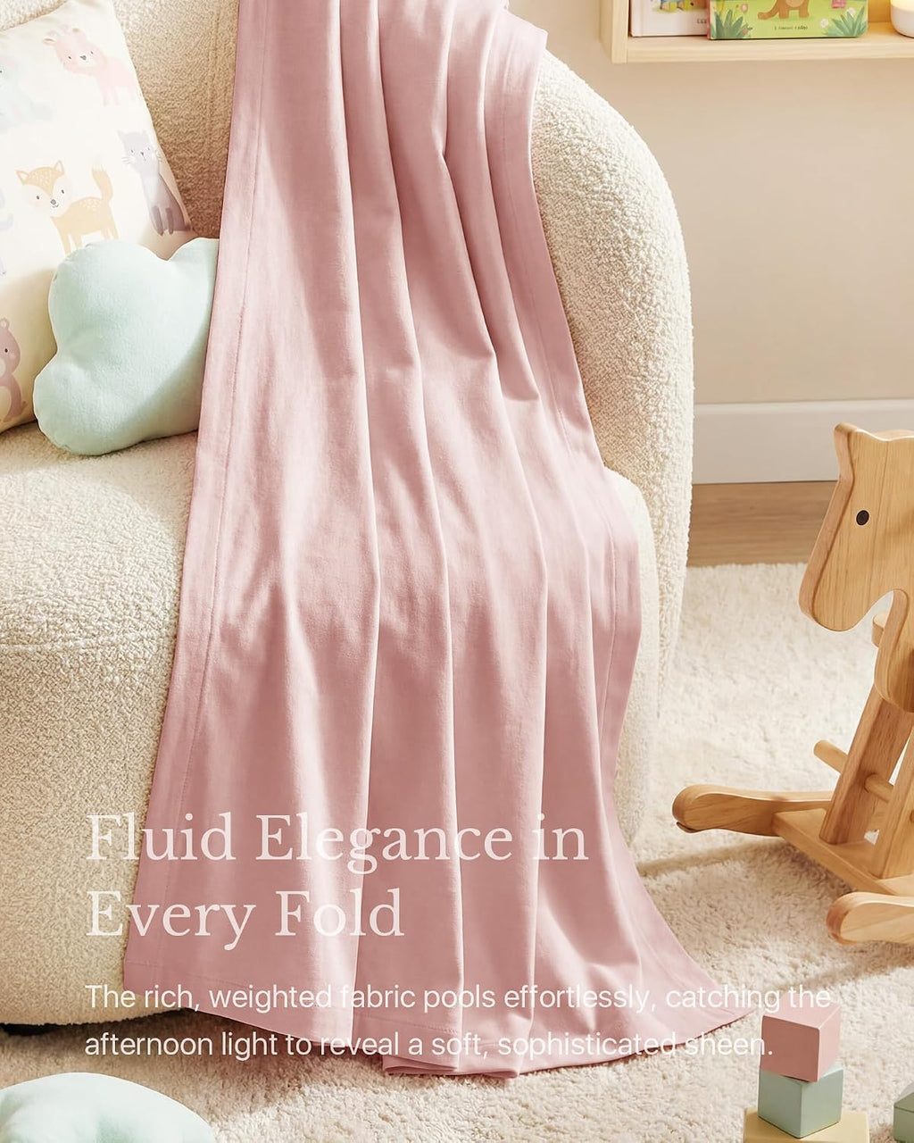 Nicetown Pink Velvet Curtains for Princess Room, Rod Pocket & Back Tab Room Darkening Window Treatments Thermal Drapes Luxury Textured for…