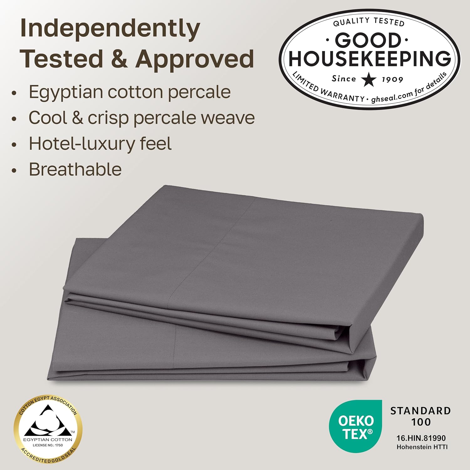 CaliforniaDesignDen California Design Den 100% Egyptian Cotton King Pillow Cases Set of 2 - Crisp Percale Feel, Soft & Breathable King Pill…