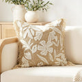 BlissBlush Jute Decorative Spring Accent Throw Pillow Cover 20X20, Neutral Floral Farmhouse Textured Pillowcase for Couch Sofa Living…