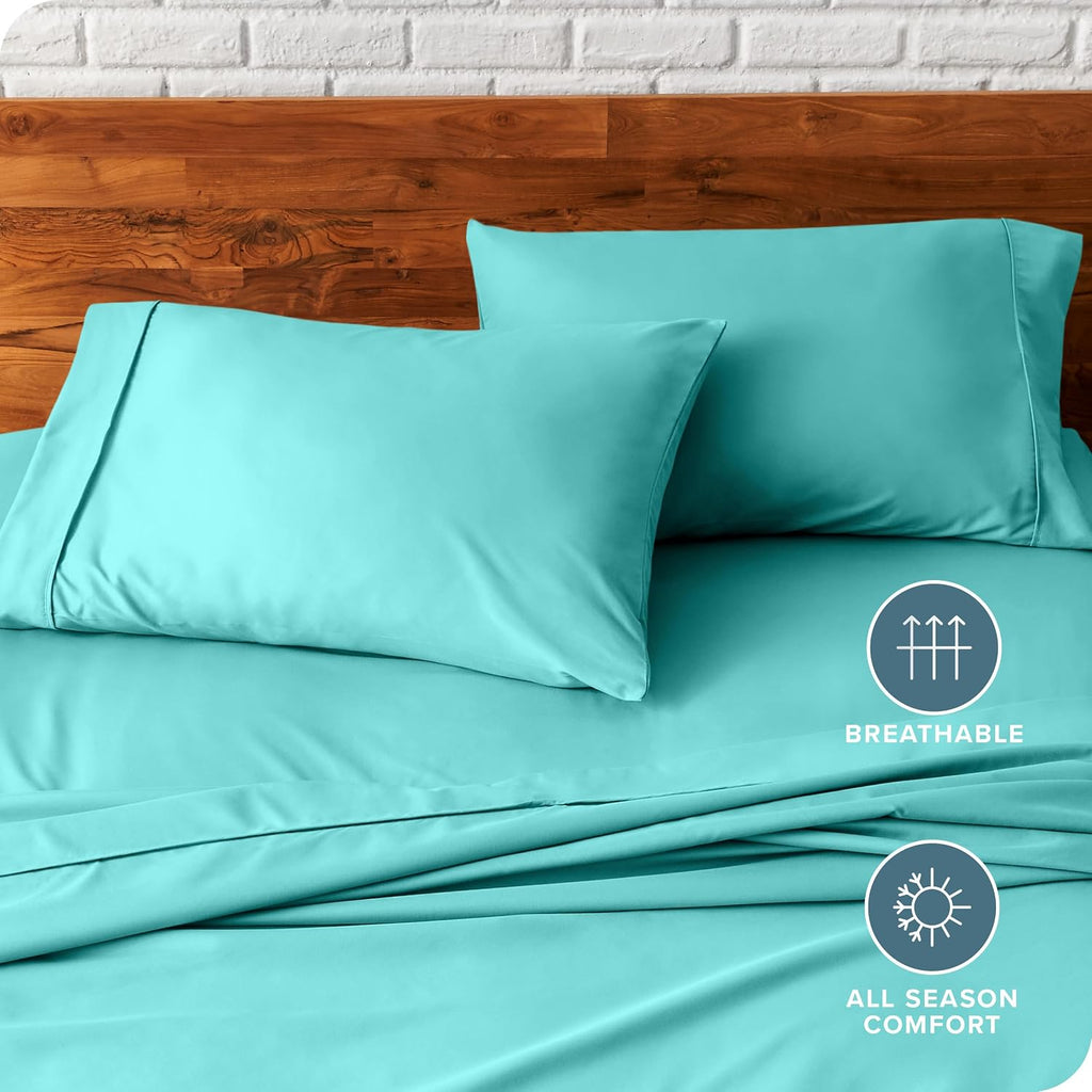 BareHome Bare Home Microfiber Pillow Cases - King Size Set of 2 - Cooling Pillowcases - Double Brushed - Turquoise Pillowcases 2 Pack - Eas…