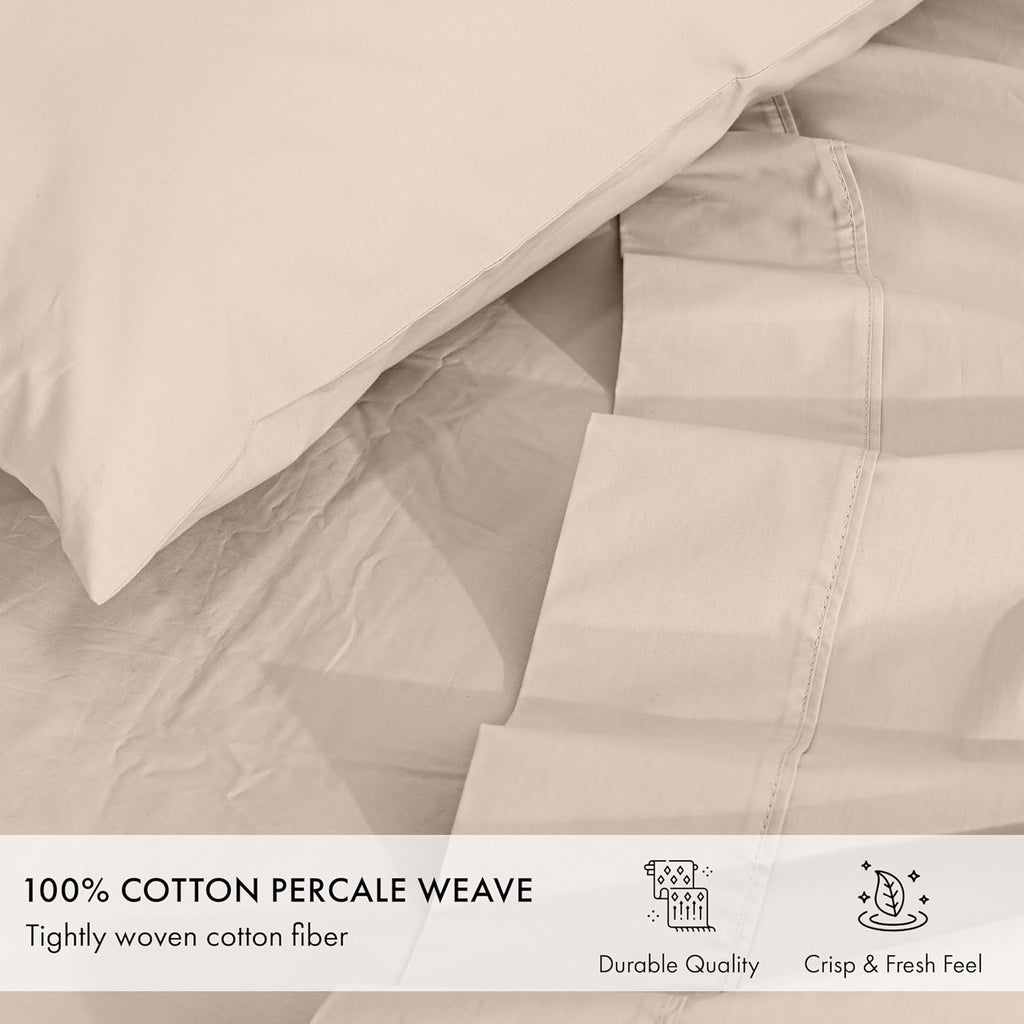 Zoyer 100% Cotton Sheets – King Size Percale Bedding, Cooling & Breathable, Durable with a Crisp, Soft & Comfortable Feel, 16" Deep Pocket,…