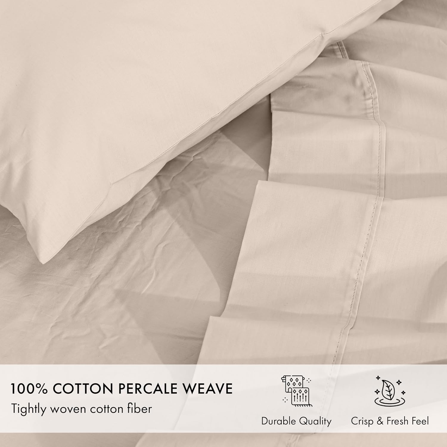 Zoyer 100% Cotton Sheets – King Size Percale Bedding, Cooling & Breathable, Durable with a Crisp, Soft & Comfortable Feel, 16" Deep Pocket,…
