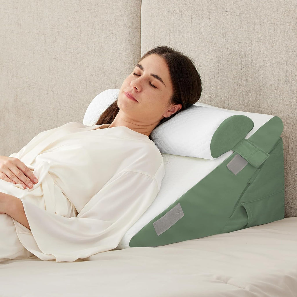 Ruqmuis 3PCS Wedge Pillow Set for After Surgery, Adjustable 9&12 Inch Bed Wedge Pillow for Sleeping, Incline Pillow Wedge for Headboard, Po…