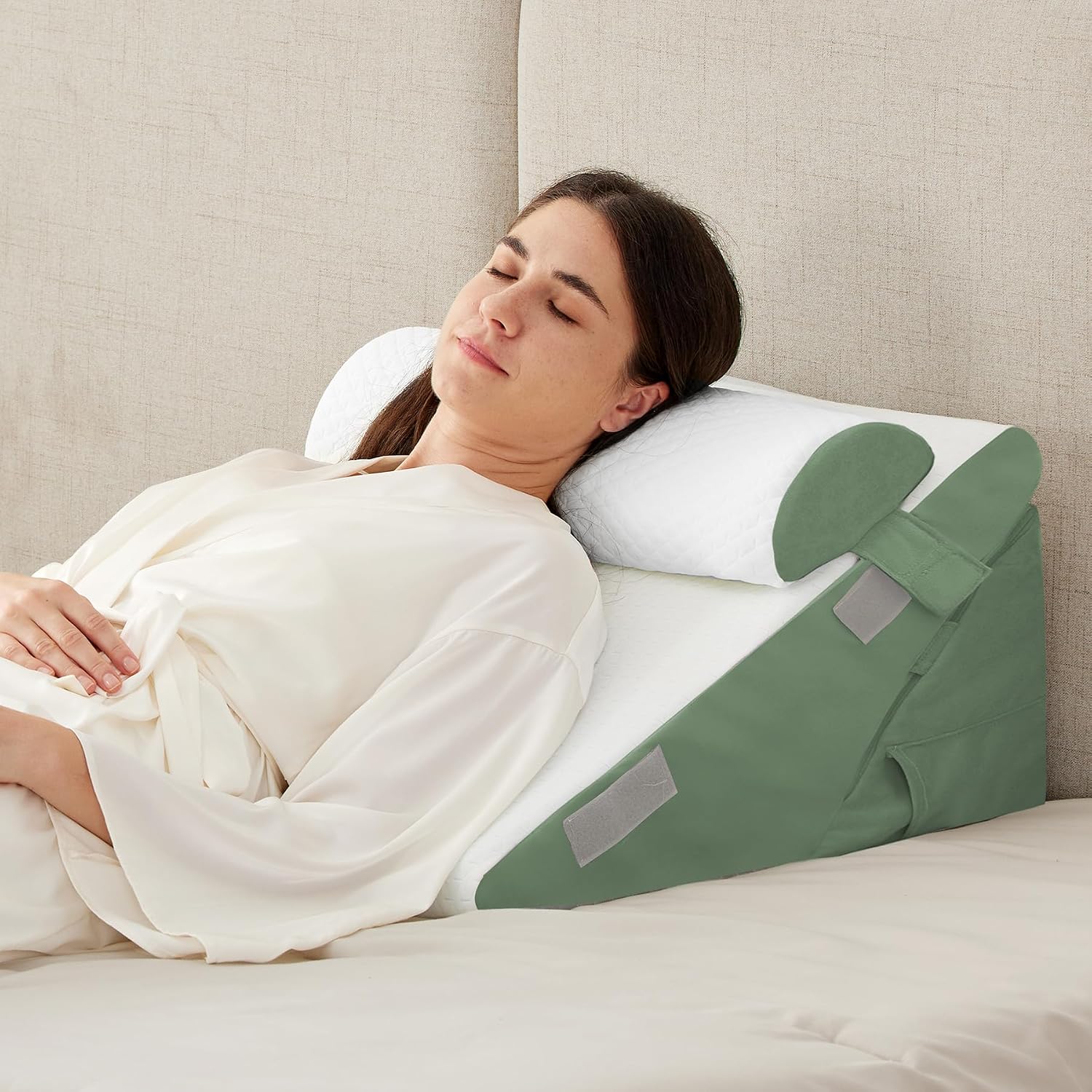 Ruqmuis 3PCS Wedge Pillow Set for After Surgery, Adjustable 9&12 Inch Bed Wedge Pillow for Sleeping, Incline Pillow Wedge for Headboard, Po…