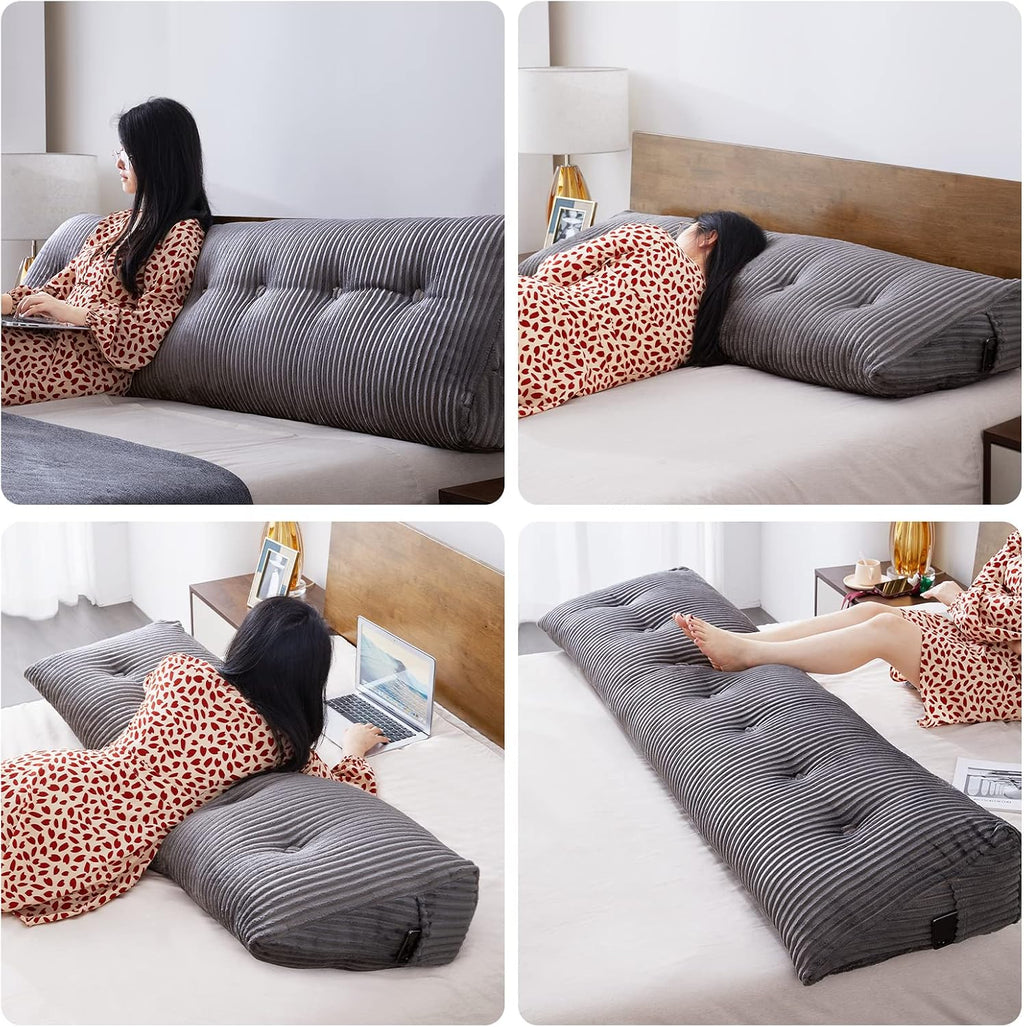 Large Headboard Pillow Headboard Wedge Pillow Bed Rest Reading Pillow Bolster Triangular Pillow for Sitting in Bed-Backrest Positioning…