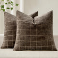 Miulee Decorative Chenille Check Throw Pillow Covers Vintage Plaid Couch Pillows 22x22 Inch Set of 2 Neutral Boho Farmhouse Cushion Covers…