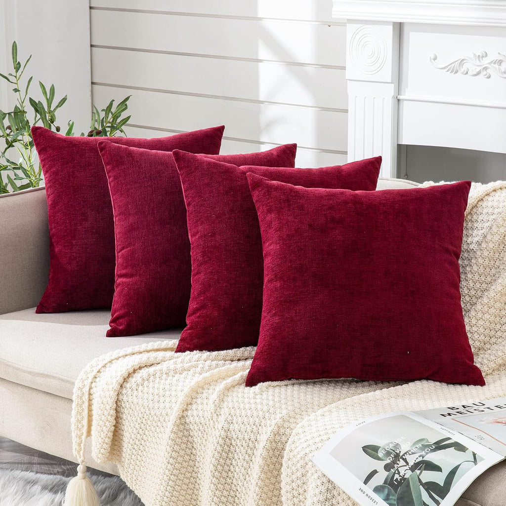 Gawamay Decorative Square Throw Pillow Covers 18"x18" Inch Set of 4, Super Soft Chenille Pillows Cover Fall Pillowcase for Living Room Bedr…