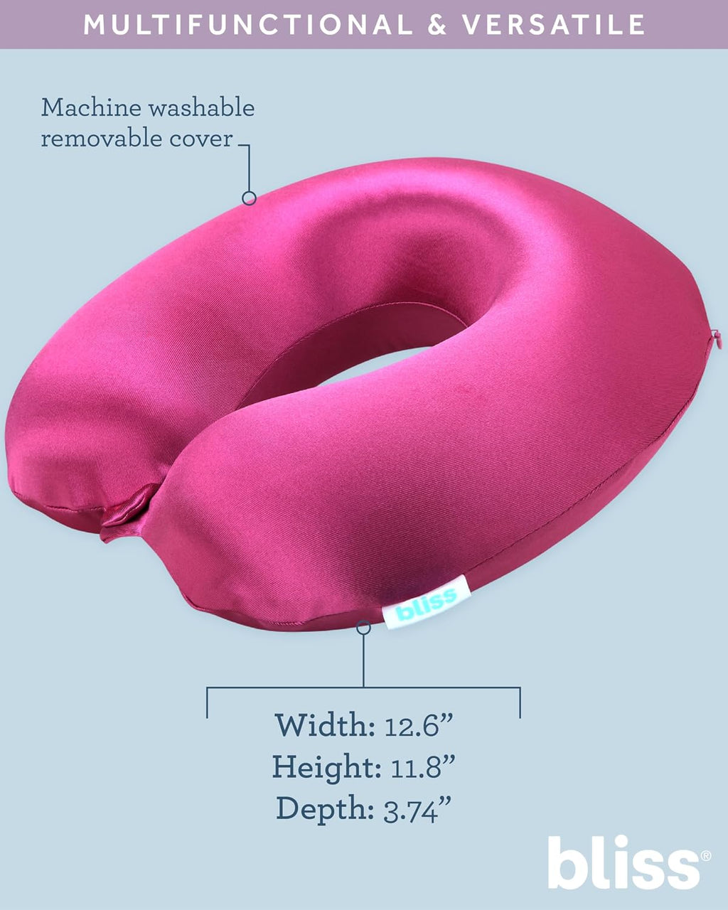 Bliss Neck Pillow Set - Lightweight U-Shaped Memory Foam Satin Travel Neck Pillow with Snap Closure and Matching Eye Mask for Airplane…