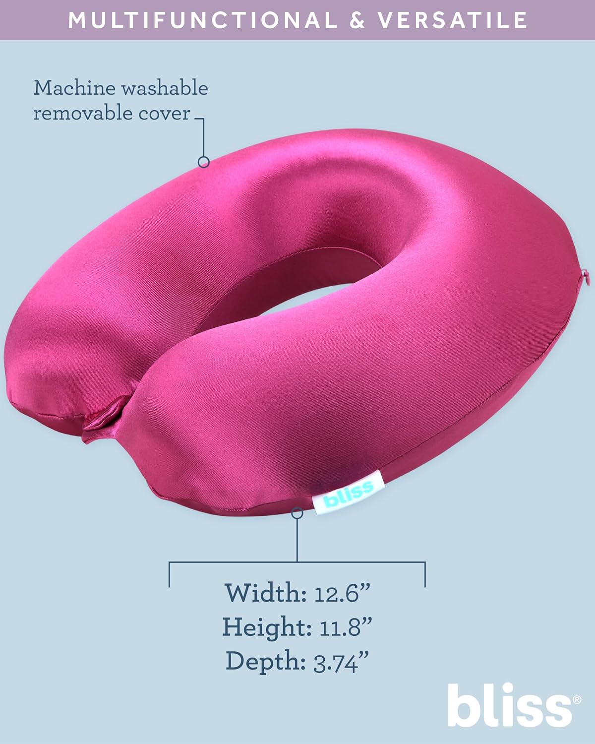 Bliss Neck Pillow Set - Lightweight U-Shaped Memory Foam Satin Travel Neck Pillow with Snap Closure and Matching Eye Mask for Airplane…