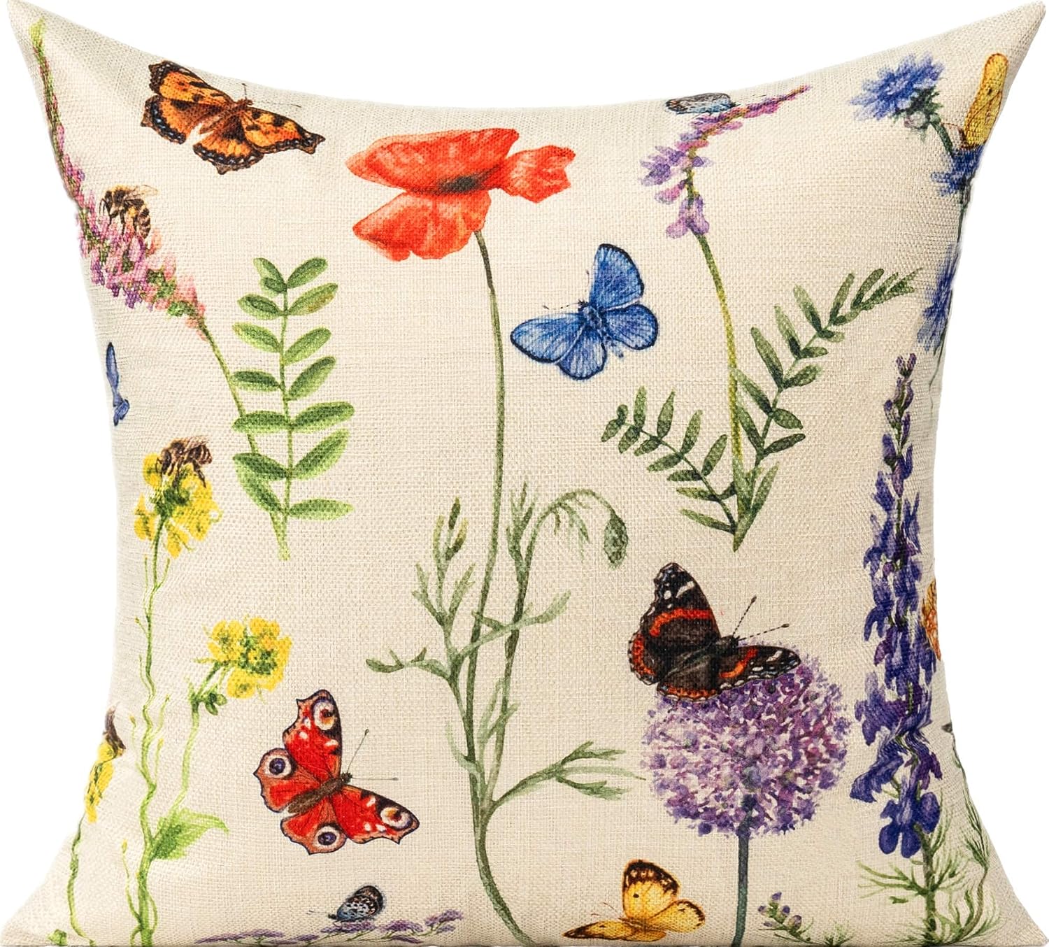 All Smiles 16 x 16 Throw Pillow Covers Outdoor Spring Summer Garden Flowers Farmhouse Outside Furniture Bench Decorative Swing Cushion…