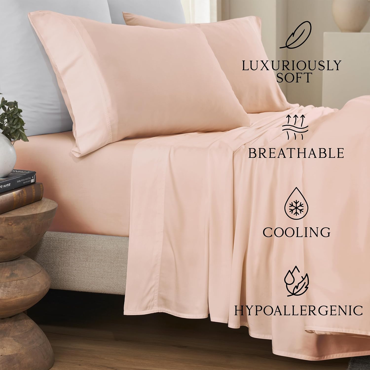 KARISSA MAE Pure Viscose from Bamboo King Size Sheet Set | 100% FSC Certified | Luxuriously Soft | Cooling | 18" Deep Pocket w/Corner…