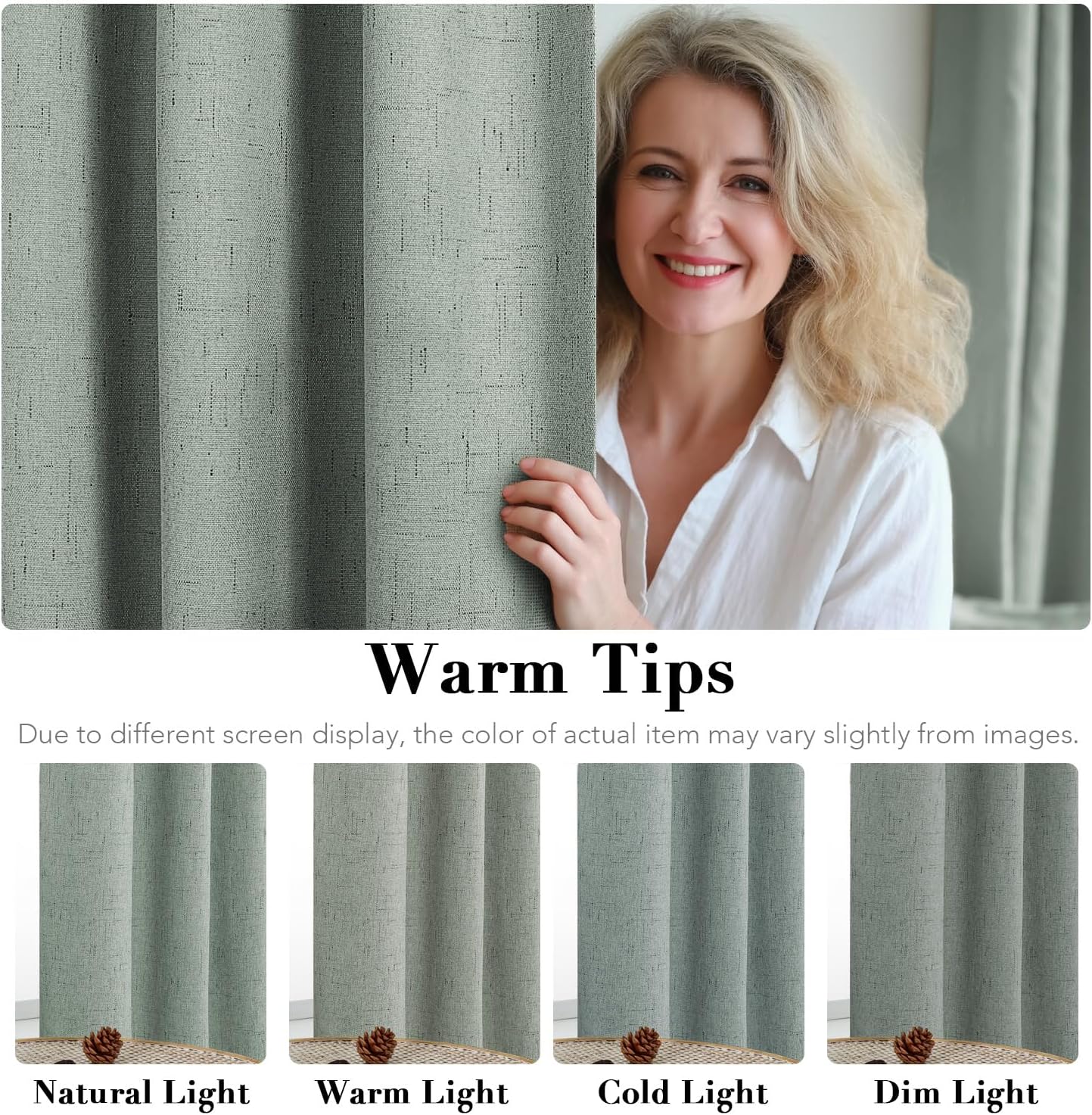H.VERSAILTEX White Linen Blackout Curtains Durable Thick Textured Linen Look 100% Blackout Patio Door Curtain Anti Rust Grommet Extra…