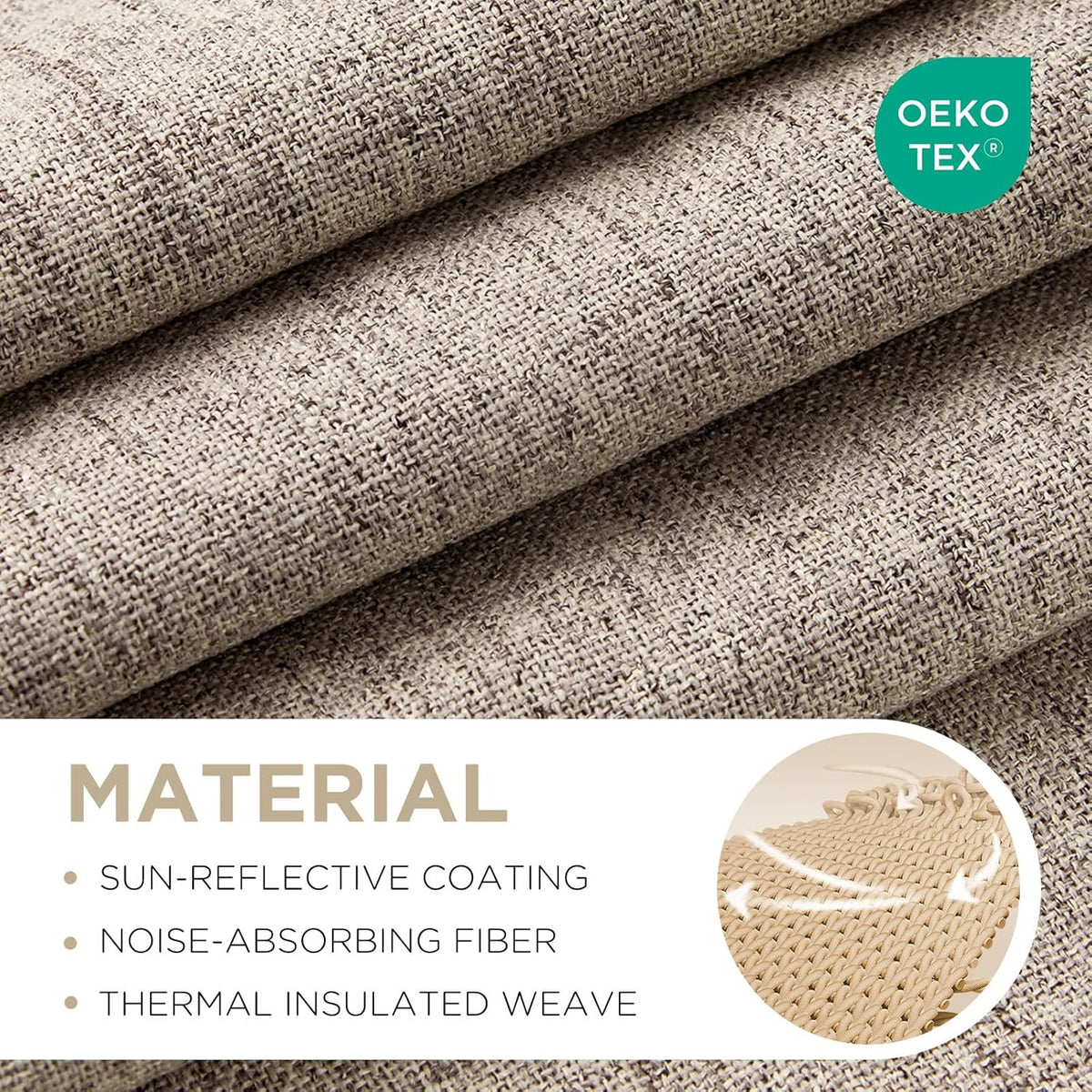 Joydeco Linen Blackout Curtains for Bedroom - 100% Light Blocking 1 Panels, Linen Drapes 100" W x 84" L, Thermal Insulated Room Darkening…