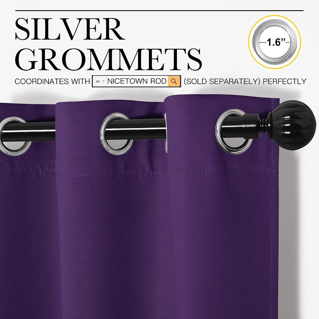 Nicetown Purple Blackout Curtains 78 inches Long, Niose Reducing and Thermal Insulated Room Darkening Curtains for Girls Bedroom Living Roo…