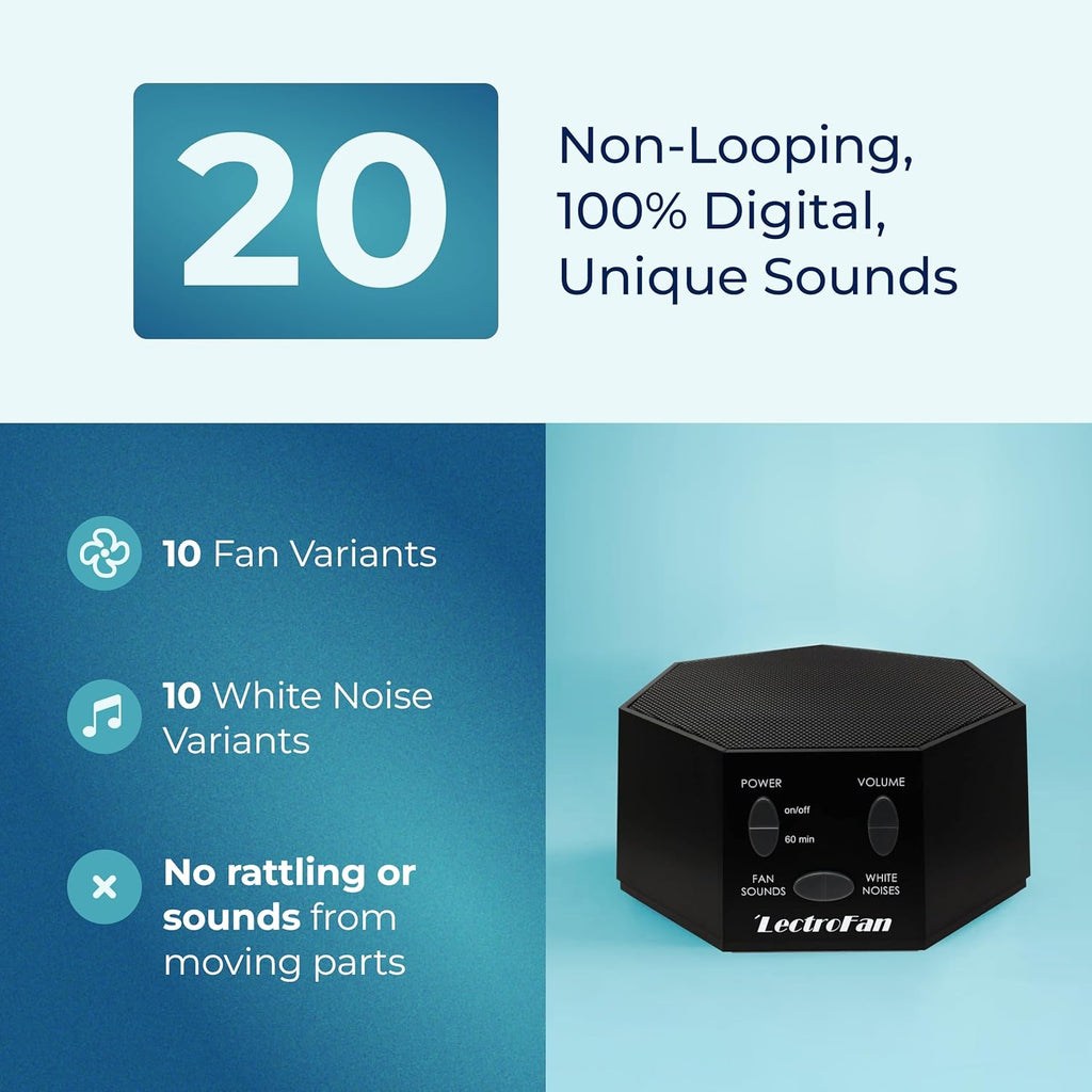 Adaptive Sound Technologies LectroFan Classic - Soothing Sound Machine for Sleep - Built-in Sleep Timer - Compact Design - Non-Looping…