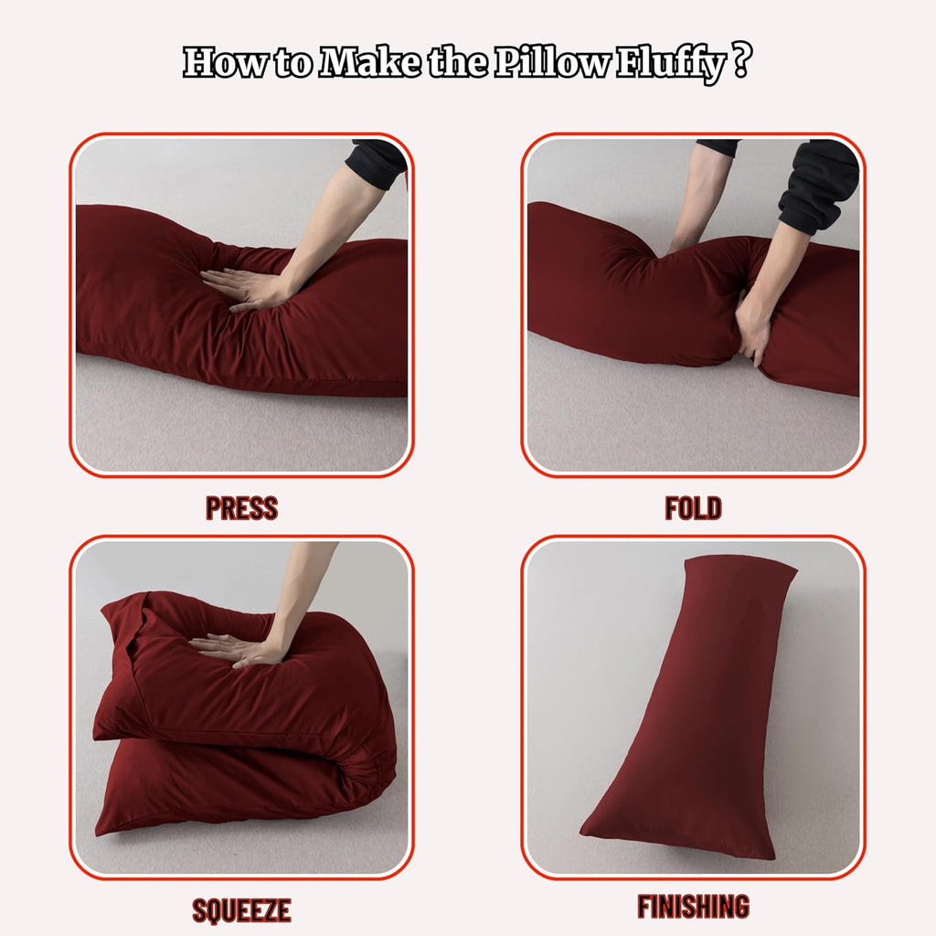 Ubauba Memory Foam Body Pillow with Cover, Full Large Body Pillows Insert for Adults with Envelope Closure Pillowcase, Firm & Fluffy Long…