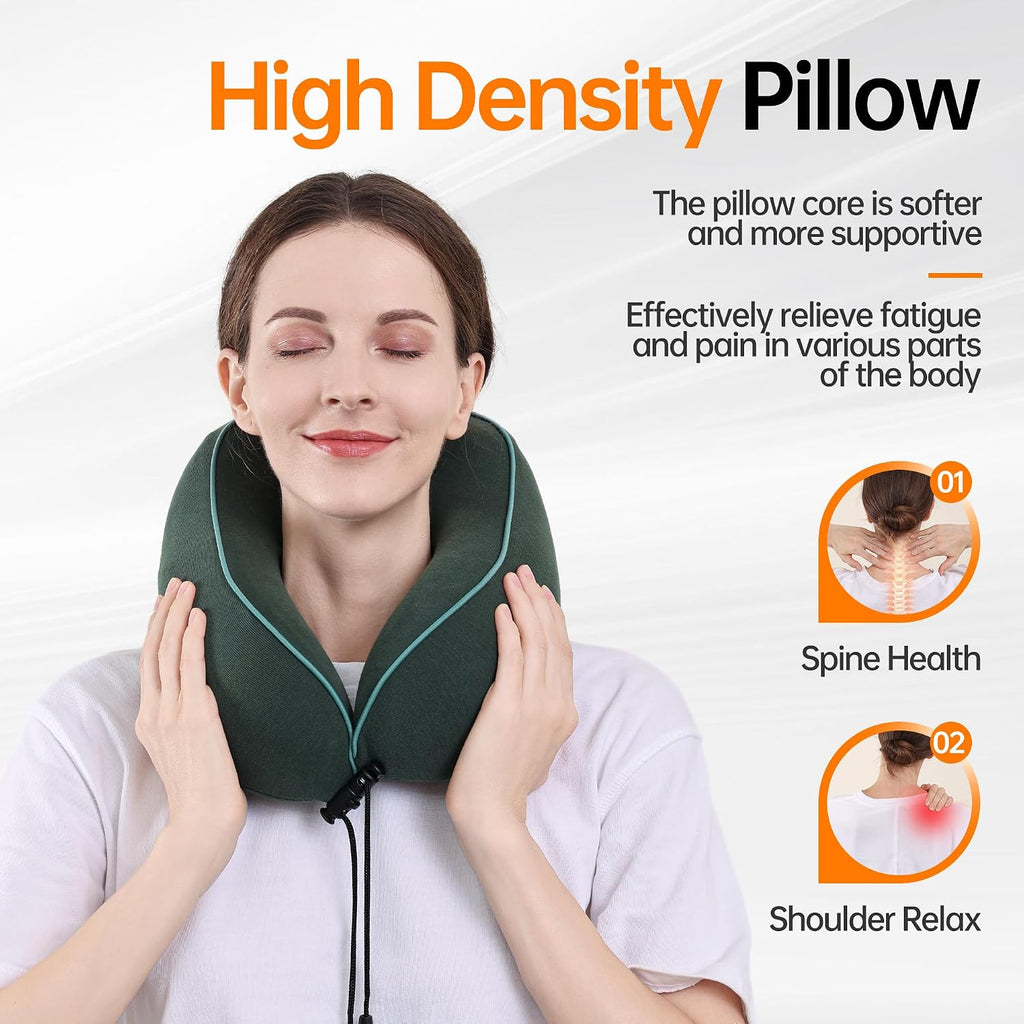 MANXUEKAI Travel Neck Pillow 100% Pure Memory Foam Travel Pillow for Sleeping on Airplane, Car, Train, Bus, Office and Home Use, Washable…