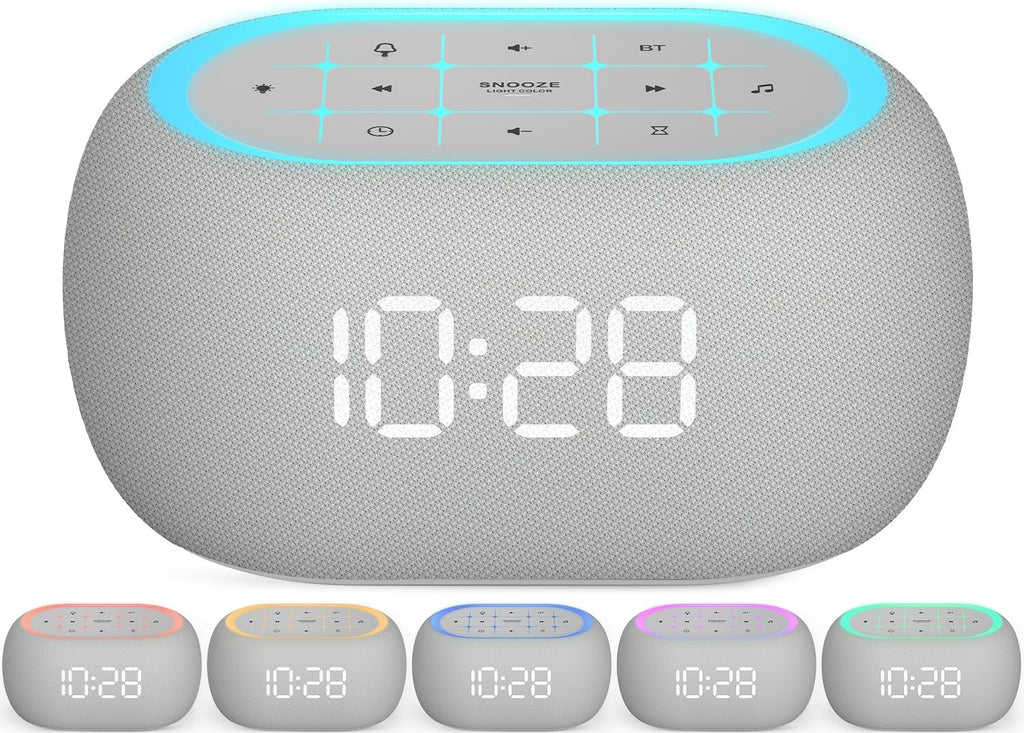 ANJANK White Noise Sound Machine Alarm Clock with Bluetooth Speaker, 21 Relaxing Sounds, 7 Night Lights,0-100% Dimmer/Sleep…